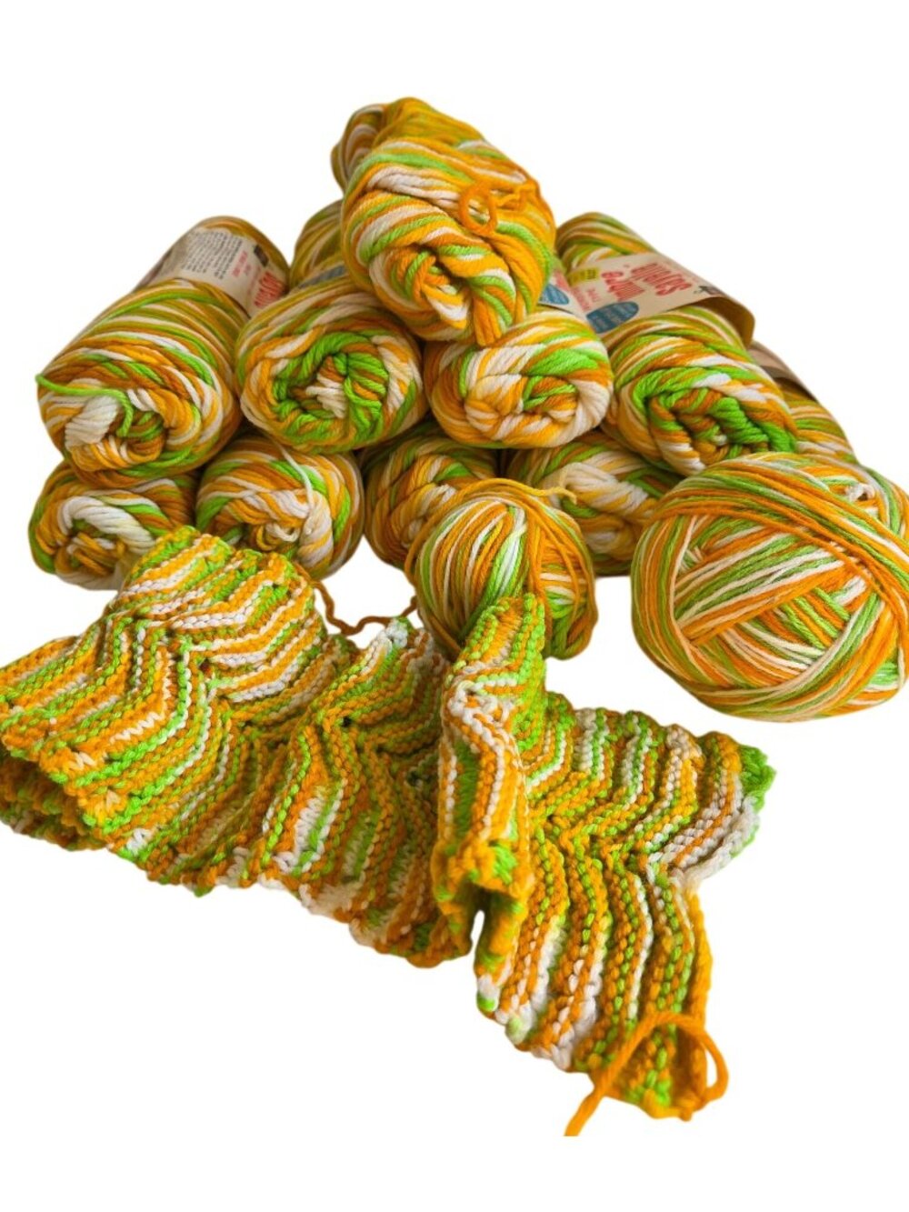 Vtg Lot of Sayelle Ombre Yarn Gold Green 100% Orlon Acrylic 4 Ply KMart 1970's